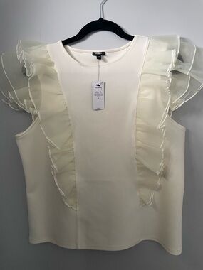 Express Cream Sleeveless Crewneck Top